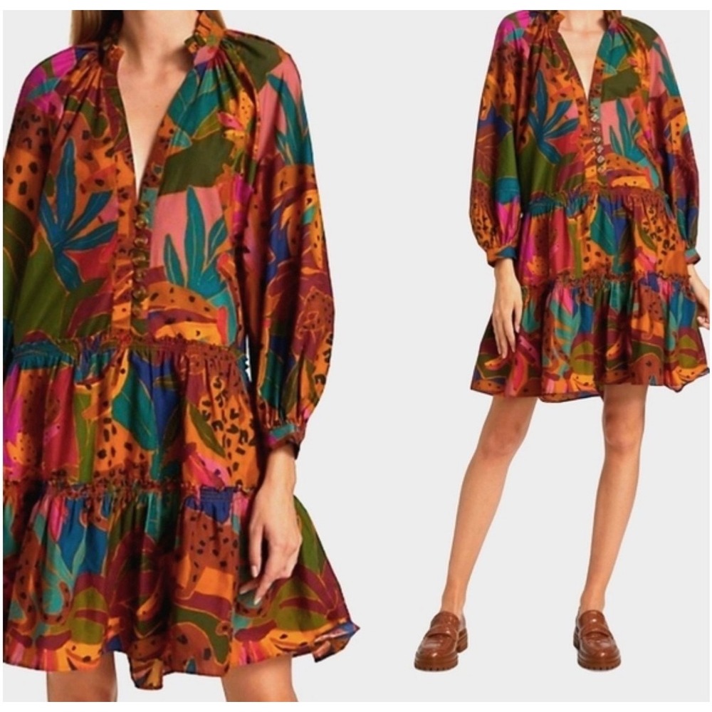 Farm Rio Leopard Jungle Minidress Medium‎ Pristine Condition Worn Once